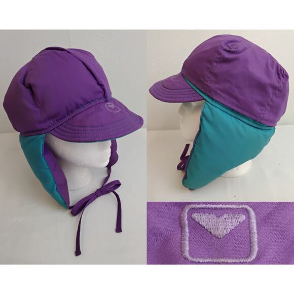 other Accessories - Vintage 1980s Down Filled Trapper Hat Blue/Purple Reversible Ladies M #Z5648
